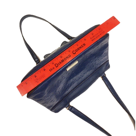 KATE SPADE New York Blue Ostrich Leather Bow Bag Handbag Purse Shoulder Bag - Picture 6 of 16